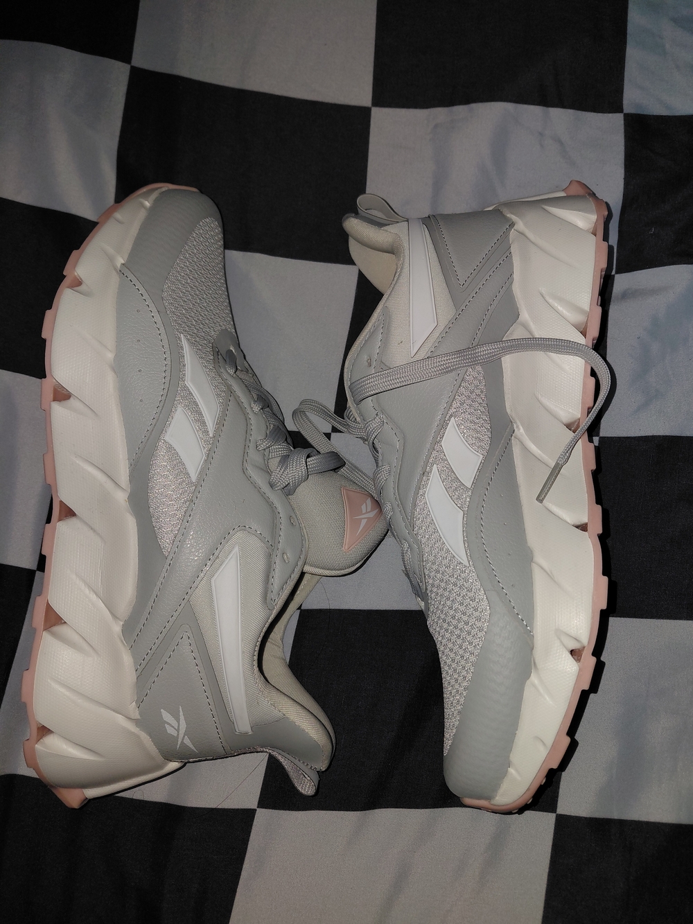 Reebok Women's Chunky Athletic Sneakers in Light Gray and Pale Pink